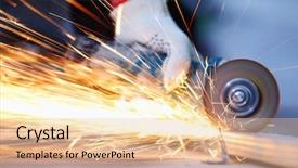  Presentation with 3d printer metal - PPT theme featuring tool die - metal sawing close up background and a lemonade colored foreground