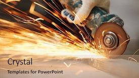  Presentation with metal fabricator - Presentation theme featuring tool die - metal sawing background and a coral colored foreground