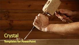  Presentation with chisel - Amazing presentation having tool hammer in hand work backdrop and a tawny brown colored foreground