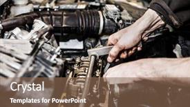  Presentation with vehicle maintenance - Amazing PPT theme having tool repairing auto car engine backdrop and a violet colored foreground