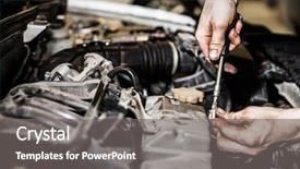  Presentation with vehicle maintenance - Slide set consisting of tool repairing auto car engine background and a gray colored foreground