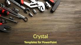  Presentation with tools - Amazing PPT theme having toolbox - different kinds of tools backdrop and a tawny brown colored foreground