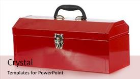  Presentation with box - Presentation theme having toolbox - red tool box isolated background and a red colored foreground