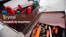  Presentation with hand tools - Presentation theme consisting of toolbox-full-of-hand-tools background and a tawny brown colored foreground