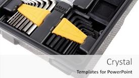  Presentation with tools - Colorful slide set enhanced with toolbox-set-of-tools-include backdrop and a white colored foreground