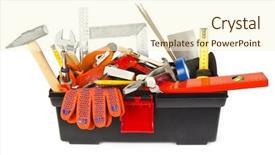  Presentation with microbiology instruments - Beautiful theme featuring toolbox with instruments on white backdrop and a cream colored foreground