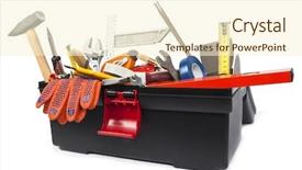  Presentation with microbiology instruments - Amazing slide set having toolbox with instruments on white backdrop and a cream colored foreground