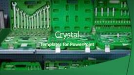  Presentation with heads - Presentation design enhanced with toolbox-with-ratchet-heads background and a forest green colored foreground