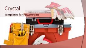  Presentation with background - Cool new slide deck with toolboxes and instruments isolated backdrop and a lemonade colored foreground