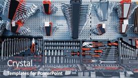  Presentation with nobody - Presentation consisting of toolboxes-and-kits-in-tool background and a ocean colored foreground