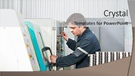  Presentation with cnc machine tool milling - Amazing slide deck having toolroom - mechanical technician near cnc milling backdrop and a light gray colored foreground