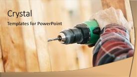  Presentation with power tools - Presentation having power tools - closeup of a carpenter's hands background and a lemonade colored foreground