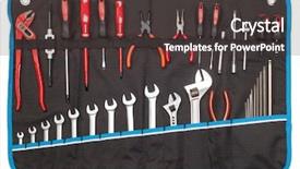  Presentation with consept - Colorful theme enhanced with tools - screwdrivers nippers wrenches spanner backdrop and a tawny brown colored foreground