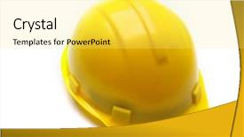  Presentation with yellow - Colorful presentation theme enhanced with construction tools - yellow hard hat isolated backdrop and a yellow colored foreground