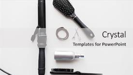  Presentation with curling - Theme with tools and hairdressing concept - curl background and a light gray colored foreground