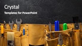  Presentation with tools - Theme with tools and instruments in belt background and a dark gray colored foreground