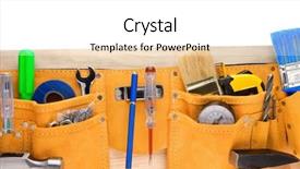  Presentation with tools - Cool new presentation theme with tools and instruments in belt backdrop and a white colored foreground