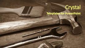  Presentation with wood tools - Colorful theme enhanced with tools and instruments on wood backdrop and a tawny brown colored foreground