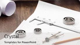  Presentation with engineering - Slides featuring tools and papers with sketches background and a light gray colored foreground