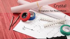  Presentation with electrician - Cool new slides with tools and schemes on red backdrop and a coral colored foreground