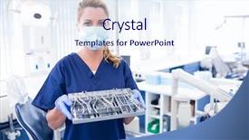  Presentation with scrubs - Slides featuring tools at the dental background and a sky blue colored foreground