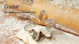  Presentation with laser engraving on wood macro - Audience pleasing PPT theme consisting of tools baking - snowflake cookie cutter with wooden backdrop and a coral colored foreground