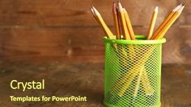  Presentation with pencils - Cool new presentation theme with tools business - pencils in metal holder backdrop and a tawny brown colored foreground