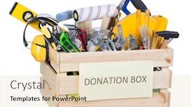  Presentation with tools - Presentation design featuring tools-donations-box-isolated background and a lemonade colored foreground