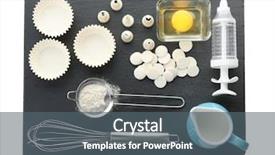  Presentation with kitchen utensils - Colorful presentation enhanced with tools equipment pastry - kitchen utensils and ingredients backdrop and a gray colored foreground