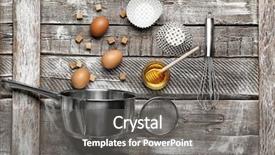 Presentation with cooking equipment kitchen utensils - Cool new presentation design with tools equipment pastry - kitchen utensils and ingredients backdrop and a gray colored foreground