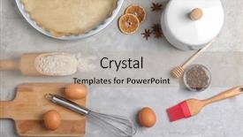  Presentation with cooking equipment kitchen utensils - Theme featuring tools equipment pastry - kitchen utensils and ingredients background and a mint green colored foreground