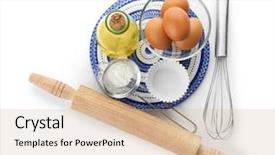  Presentation with cooking equipment kitchen utensils - PPT layouts enhanced with tools equipment pastry - kitchen utensils and ingredients background and a lemonade colored foreground