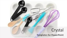  Presentation with kitchen utensils - Colorful slide set enhanced with tools equipment pastry - kitchen utensils for pastries backdrop and a  colored foreground