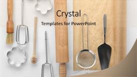  Presentation with cooking equipment kitchen utensils - Theme featuring tools equipment pastry - kitchen utensils for pastries background and a  colored foreground