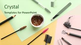  Presentation with correction - PPT theme featuring tools for eyebrow dyeing background and a soft green colored foreground