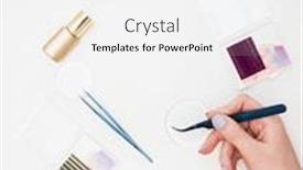  Presentation with hand tools - Amazing slide set having tools-for-eyelash-extension-procedure backdrop and a white colored foreground