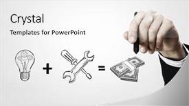  Presentation with power tools - Colorful slide deck enhanced with tools for money making backdrop and a white colored foreground