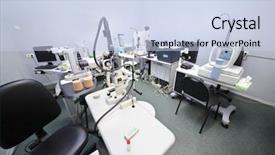  Presentation with ophthalmologist - PPT theme with tools for study of eye background and a sky blue colored foreground