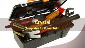  Presentation with tools - Colorful PPT theme enhanced with tools in open toolbox backdrop and a tawny brown colored foreground