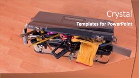  Presentation with box - Colorful slides enhanced with tools-in-tool-box backdrop and a coral colored foreground