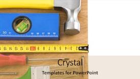  Presentation with set of construction tools tool - PPT theme featuring tools isolated on white background background and a yellow colored foreground