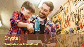  Presentation with family - Presentation theme with tools man - family carpentry woodwork and people background and a tawny brown colored foreground