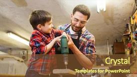  Presentation with family - PPT theme consisting of tools man - family carpentry woodwork and people background and a tawny brown colored foreground