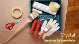  Presentation with wall paint - Cool new slides with tools-needed-to-paint backdrop and a red colored foreground