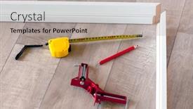  Presentation with window frame - Amazing PPT theme having tools-of-a-carpenter backdrop and a light gray colored foreground