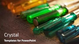  Presentation with drivers - Audience pleasing slide set consisting of tools-of-the-trade-many backdrop and a tawny brown colored foreground