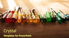  Presentation with trade - Cool new PPT theme with tools-of-the-trade-many backdrop and a tawny brown colored foreground