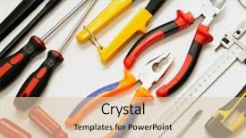  Presentation with tools - Amazing PPT theme having tools on a white background backdrop and a lemonade colored foreground