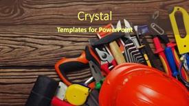  Presentation with wood tools - Cool new presentation design with tools-on-wood-background-top backdrop and a tawny brown colored foreground