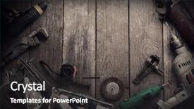  Presentation with hand tools - Audience pleasing slides consisting of tools screwdriver drill saw jigsaw backdrop and a  colored foreground